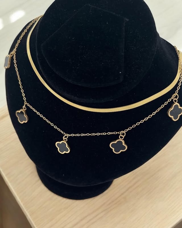 BLACK STONED NECKLACE