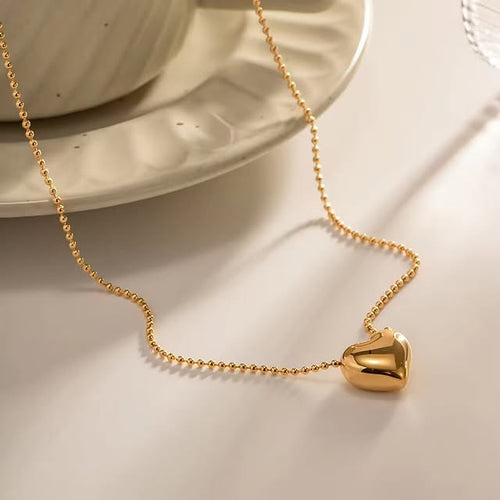BEADED SOLID HEART NECKLACE